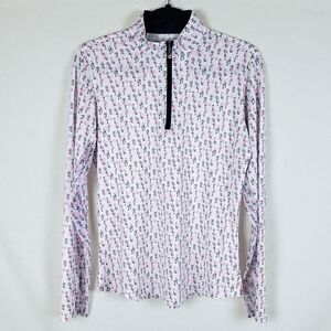 San Soleil 1/4 Zip Shirt Womens M Golf Champagne Mesh Sleeve Tennis UPF Cooling